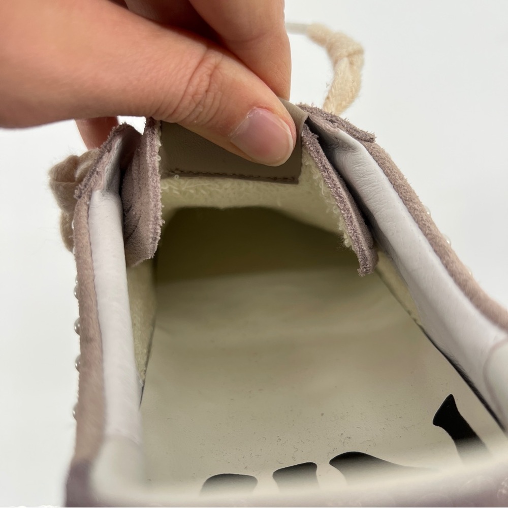 Bibi Lou Gamin Pearl Embroidered Suede Lace Up Designer Sneakers in Lilac 7 - Picture 8 of 8